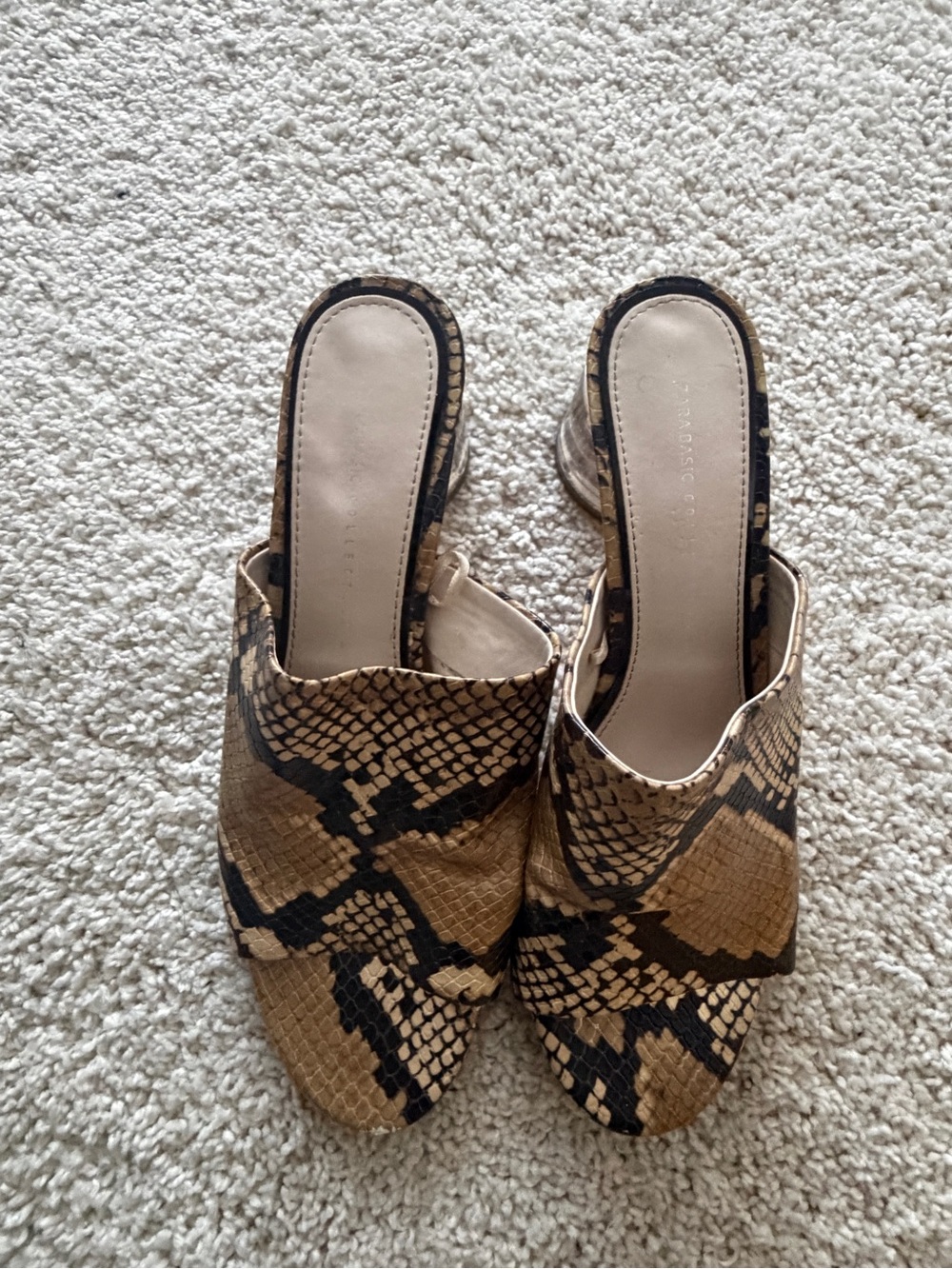 Woven Print Mules in Brown